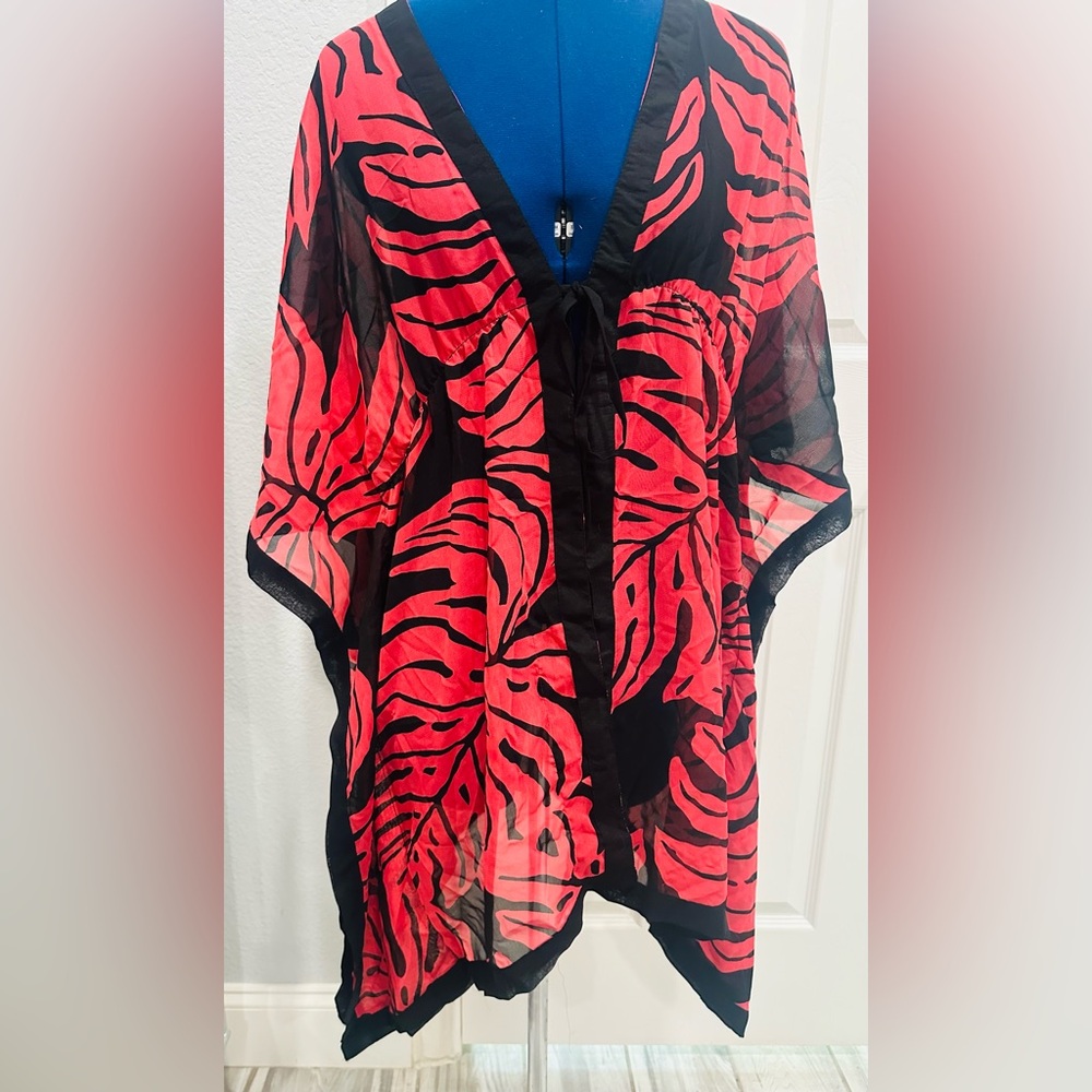 NWT: CZ Cover-Ups, Coral & Black, Small